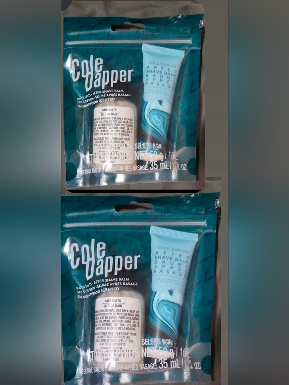 2 pack Cole Dapper After Shave Balm and Bath Salts Set
